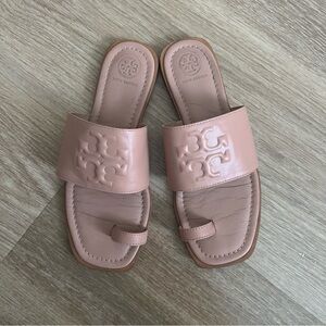 Tory Burch pink and tan leather sandals